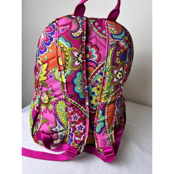 Vera Bradley Pink Paisley Floral Backpack Multi Pocket School Travel Bag main image 12